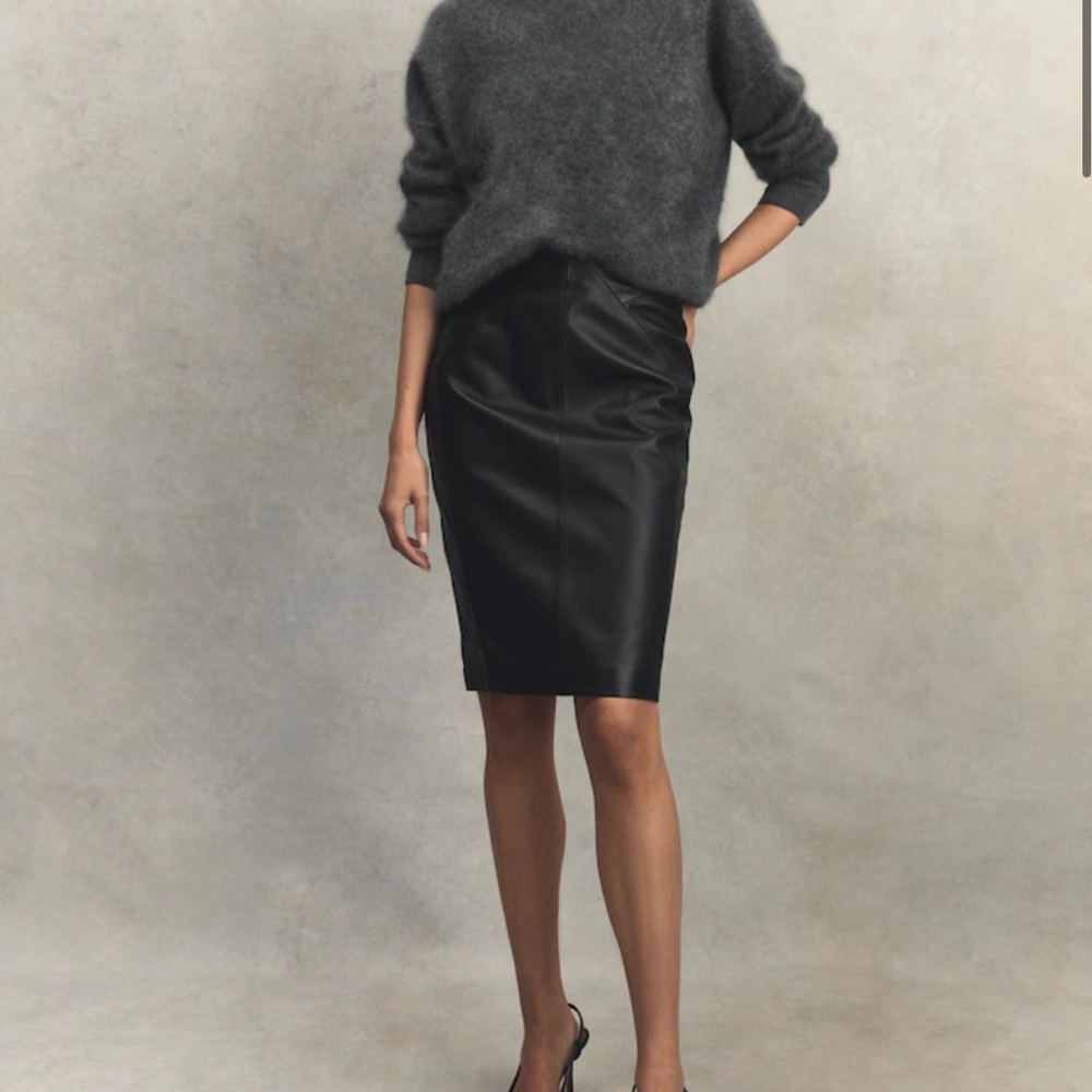 Reiss Raya leather high rise skirt